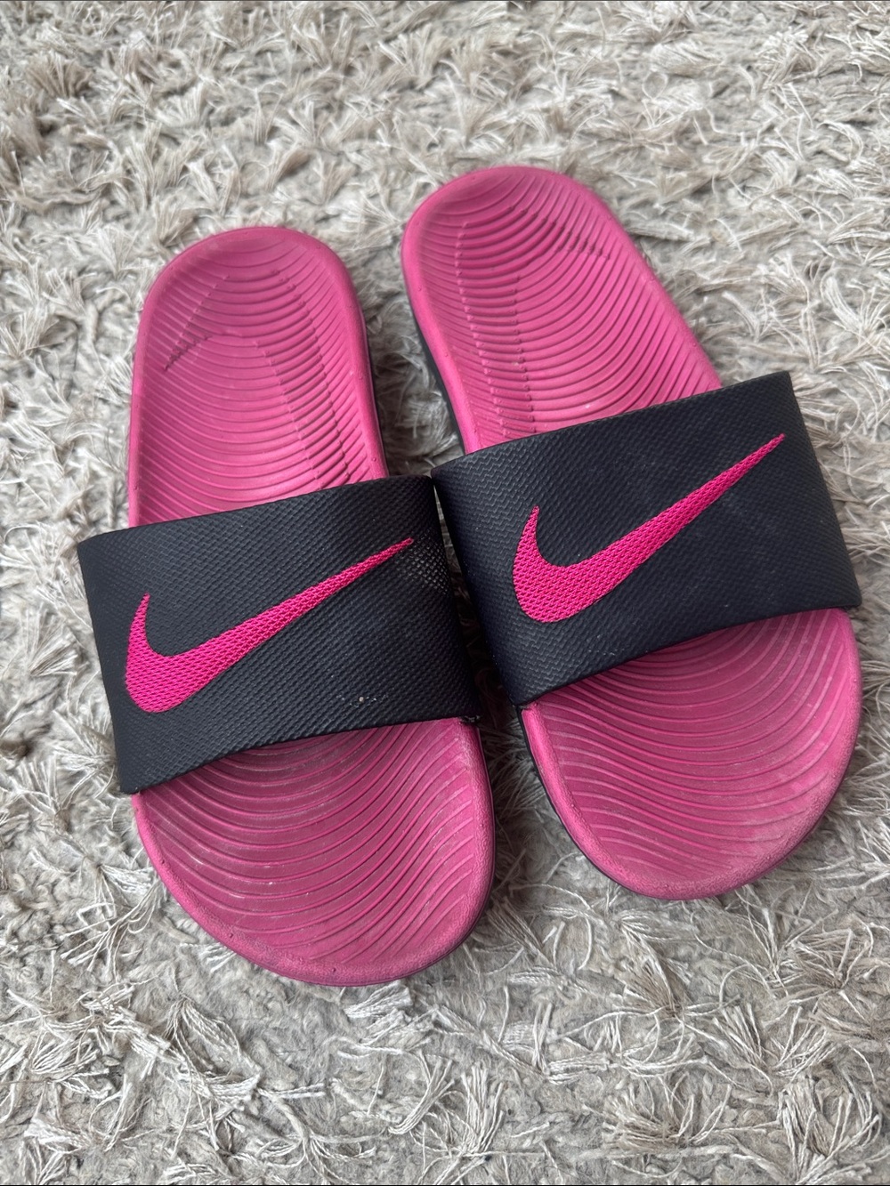 Nike Black Strap Pink Footbed Slide Sandals